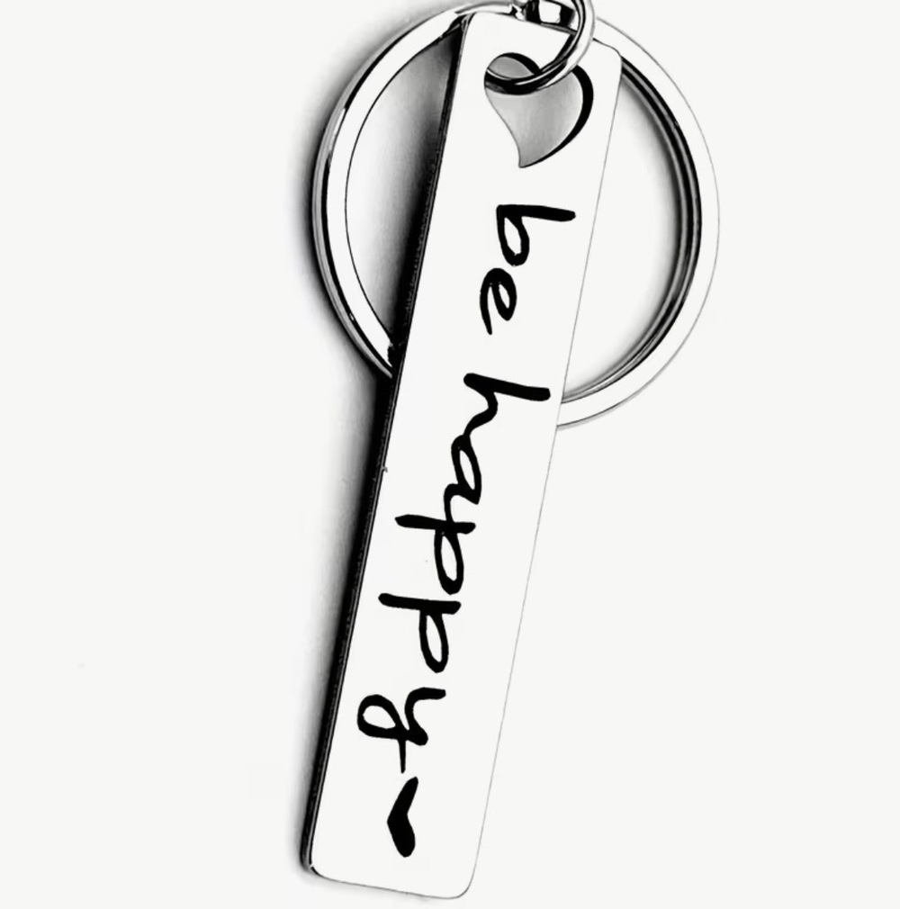 3/$25 Be Happy Stainless Steel Keychain NEW